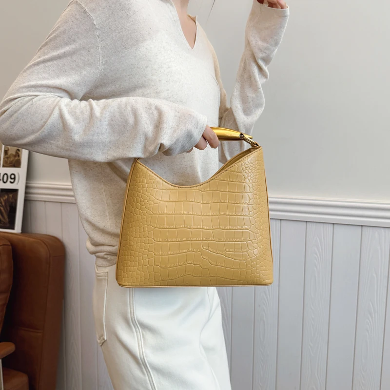 sac à main femme sac de luxe femme sacs marques luxes Sacs à main élégants à motif Crocodile pour femmes, sacs à poignée supérieure de luxe de styliste, seau à bandoulière de marque, dernière collection 2025