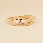 Ceinture fine élastique en métal doré pour femme, jupe assortie à la taille, robe décorative, crochet à la taille