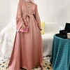 abayas de luxe pour femmes avec ceinture, vêtements de prière islamique, caftan pour filles, vêtements arabes marocains, vert et noir, 2023