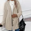 veste en peluche à capuche pour femme, cardigan élégant à capuche pour l'automne et le printemps, vêtements d'extérieur décontractés et sportifs à manches longues