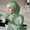 Écharpe Hijab en Satin pour Femme, Châle Brcorporelle, Étoles Brillantes, Solide, Document Uni, Premium, InjFeeling, Wraps, Luxe