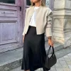 willshela 2024 jupe en satin noir femme taille haute jupes longues élégantes pour les femmes mode été jupe midi bureau jupes pour femmes