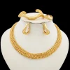 ym ensemble de bijoux plaqués or 18 carats pour femme – boucles d'oreilles et collier tendance de dubaï audacieux, accessoires de cadeau d'anniversaire de mariage élégant pour fête
