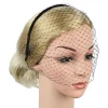 voile de bande de sauna élégant pour les mariées, masque de filet facial, accessoires de bijoux de cheveux, vêtements de mariage, cage à oiseaux, blanc, noir