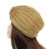 chapeau turban indien pour femmes, couvre tête plissé en velours doux, hijab avec broche, bijoux