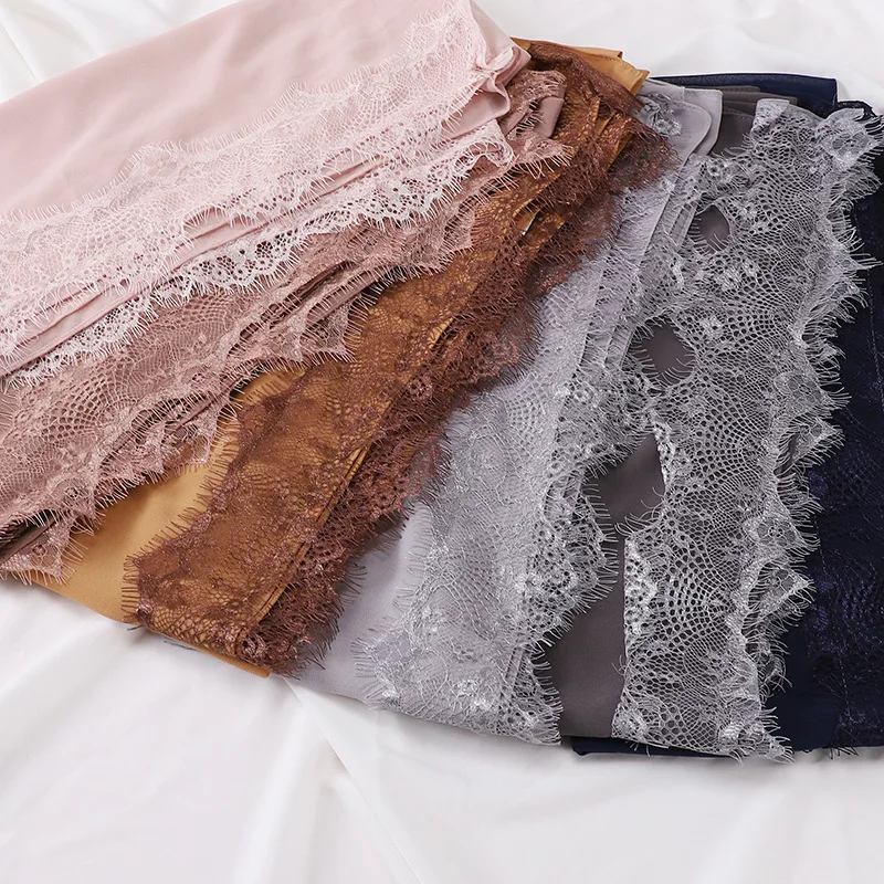 turban hijab en mousseline de soie pour femmes musulmanes, foulard en dentelle, châles, voile, bandeau islamique, ramadan