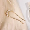 Épingles à cheveux ondulées en alliage de perles en forme de u, 1 pièce, barrettes simples en métal, outils de coiffure de mariée, accessoires de mariage