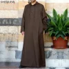 robe longue à capuche de style arabe pour hommes, vêtements musulmans, abaya turque, mode islamique, document solide, robe de ramadan simple, 2024