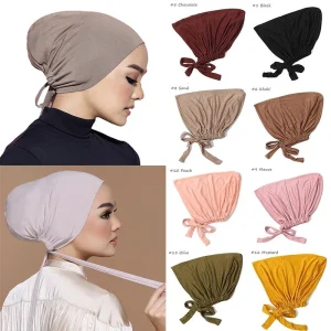 Nouveau doux Modal musulman Turban chapeau intérieur Hijab casquettes islamique sous-écharpe Bonnet inde chapeau femme bandeau Turbante Mujer