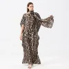 robe maxi d'été bohème pour femmes, imprimé léopard, en soie, surdimensionnée, vêtements pour femmes africaines, dubaï dashiki abaya
