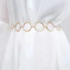 ceinture à chaîne pour femme, ceinture géométrique, ventre long, cercle doré, en métal, à la mode, pour robe