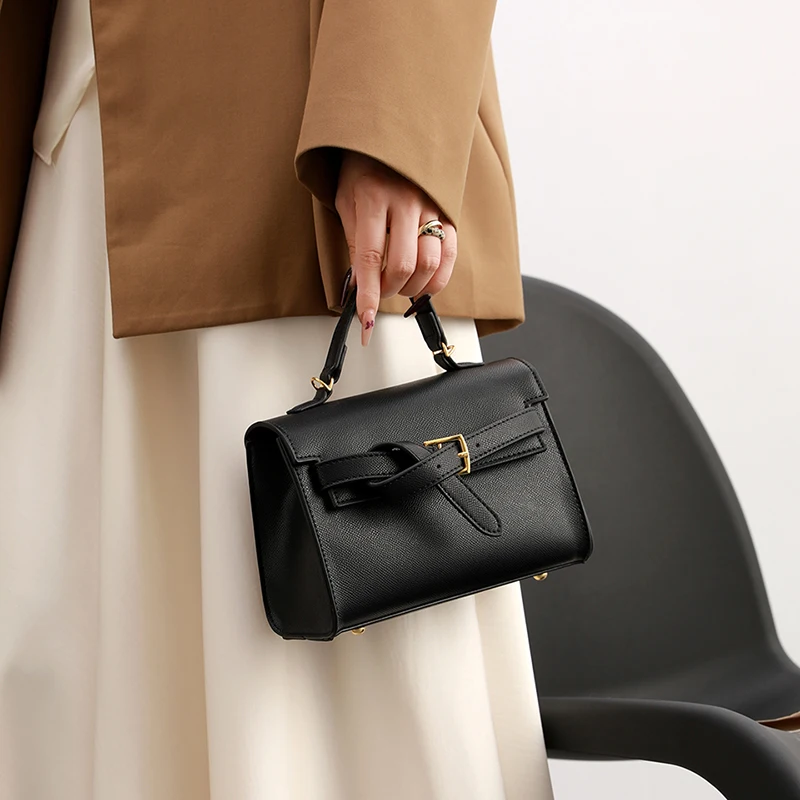 Sac à Main noir classique de marque pour femmes, petit Sac à bandoulière en cuir Pu solide avec poignée courte, Sac haut de gamme de styliste Bosas
