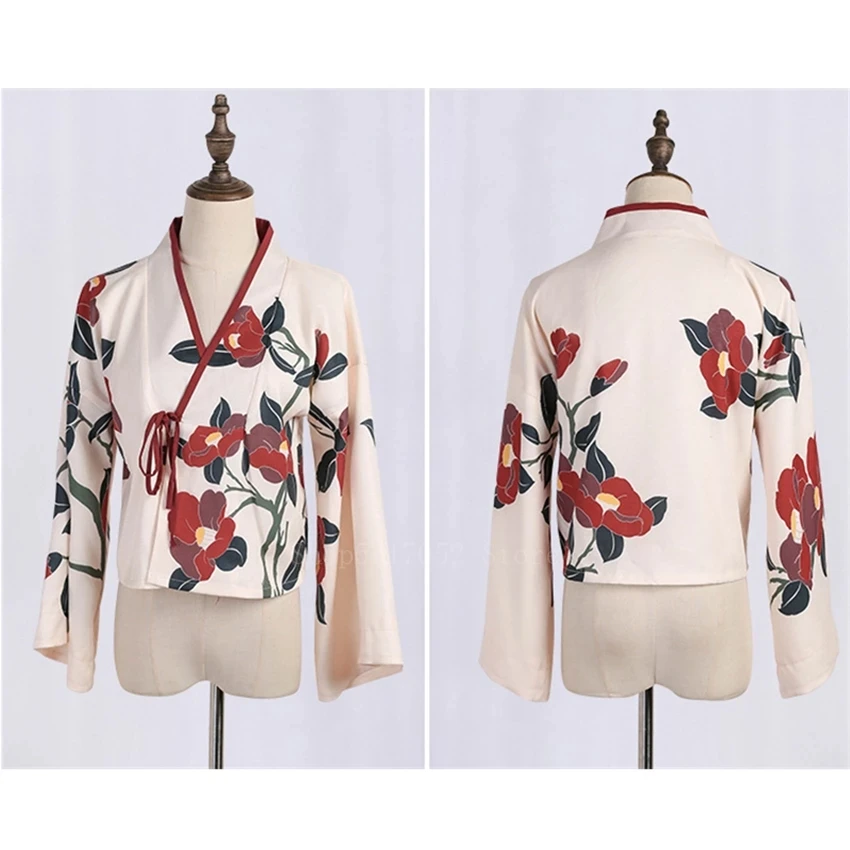 Kimono Sakura pour fille, Style japonais, imprimé Floral, Vintage, Costume d'amour camélia Oriental, Haori Yukata, vêtements asiatiques