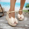 femmes sandales mode nœud compensées talons hauts sandales femmes flambant neuf peep orteil plate forme sandales décontracté fête quotidien femme chaussures