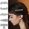 pinces à cheveux en métal avec biscuits brillants pour femmes, épingles à cheveux avec nœud en argent simple, accessoires de mode pour filles, pinces à cheveux, bijoux
