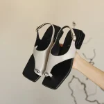 Sandales Piedmont à talons bas pour femmes, élégantes, noires, beiges, 3cm, réinitialisation Parker, nouvelles sandales d&rsquo;optique simple, été, construction, taille 33-43