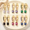 Boucles d&rsquo;oreilles pour femmes, pendentif carré de Style européen et américain, Zircon en acier inoxydable, accessoires de bijoux à la mode et polyvalents
