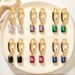 Boucles d&rsquo;oreilles pour femmes, pendentif carré de Style européen et américain, Zircon en acier inoxydable, accessoires de bijoux à la mode et polyvalents