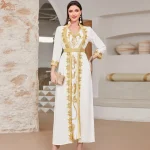 Abaya-Robe Hijab pour Femme Musulmane, Vêtement Africain Blanc, Islam Arabe, Dubaï, Turquie, Jalabiya