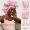 nouveau satin solide chapeau de couchage avec bande de cravate extensible élastique pour les femmes nuit bonnet de douche réglable cheveux couvre tête bonnet turban