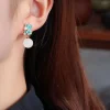 collier et boucles d'oreilles en porcelaine hétian incrustée de perles de jade blanc, fleur d'émail, style palais, bijoux élégants pour dames, nouvelle collection