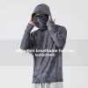 chemise de pêche à capuche, masque d'été, tissu de performance, sweat à capuche d'extérieur, matériau léger, maillot de protection solaire