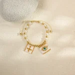 Bracelet perlé fait main pour femme, bijoux Boho, bracelets à breloques réglables avec perle, croix, mauvais œil, cadeaux de mode, Acc