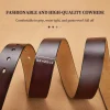 ceinture à boucle ardillon dorée ceinture décontractée unisexe ceinture en peau de vache ceinture durable en cuir véritable deuxième couche de peau de vache peut être porté avec des jeans