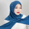 châle enveloppement cou perlé musulman hijab couverture complète élastique turc tête enveloppement écharpe doux voile turban casquette filles