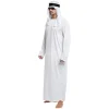 tenues masculines arabe uae robe pour hommes manches longues arabe musulman moyen orient col rond dubaï thobe longue abaya avec bandeau sangle