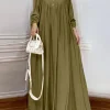 fzanzea ashion femmes à manches longues musulman maxi robe longue automne dubaï turquie abaya hijab robe d'été vêtements islamiques robe femme