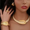 ensemble de bijoux exagérés, couleur or dubaï, grand collier, bracelet, grande boucle d'oreille africaine, grand anneau, bracelet large, bijoux de mariée, nouvelle collection 2025