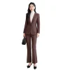 Costume Marron pour Femme, Blazer et Pantalon Slim, Haut de Gamme, Tenue de Travail, Nouvelle Collection Automne 2024