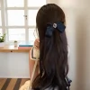 barrette classique en ruban à nœud noir pour femme ; accessoire mignon pour épingle à cheveux et pince à queue de cheval ; bandeau noir parfait pour les filles.