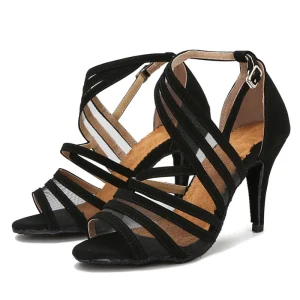 Chaussures de danse latine noires pour femmes et adultes, sandales d’été en maille respirante, chaussures de danse Stiletto à fond souple pour femmes Rumba 2023 Chaussures de danse latine noires pour femmes et adultes, sandales d’été en maille respirante, chaussures de danse Stiletto à fond souple pour femmes Rumba 2023