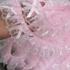 garniture en tissu dentelle brodée avec nœud rose, 1 yard, accessoire de décoration pour vêtements, bricolage, 5cm de large