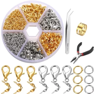 210-400 pièces/boîte Kits de fabrication de bijoux fermoir à homard anneaux de saut ouverts fin sertissages perles boîte à la main Bracelet à bricoler soi-même résultats de collier