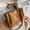 sacs à main vintage en velours côtelé pour femme, sacoche à bandoulière, fourre tout, shopping