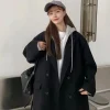 faux mélange de deux pièces à capuche pour femmes, optique tout match, chaud, style long, mode étudiante coréenne, décontracté, hiver