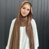 une pièce enveloppement instantané hijab côtelé jersey foulards hijab instantané mode hijab musulman avec capuchon de couverture complète
