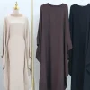 robe caftan en lin pour femmes musulmanes, robe éducative, modeste, chauve souris, abaya, ramadan, eid, dubaï