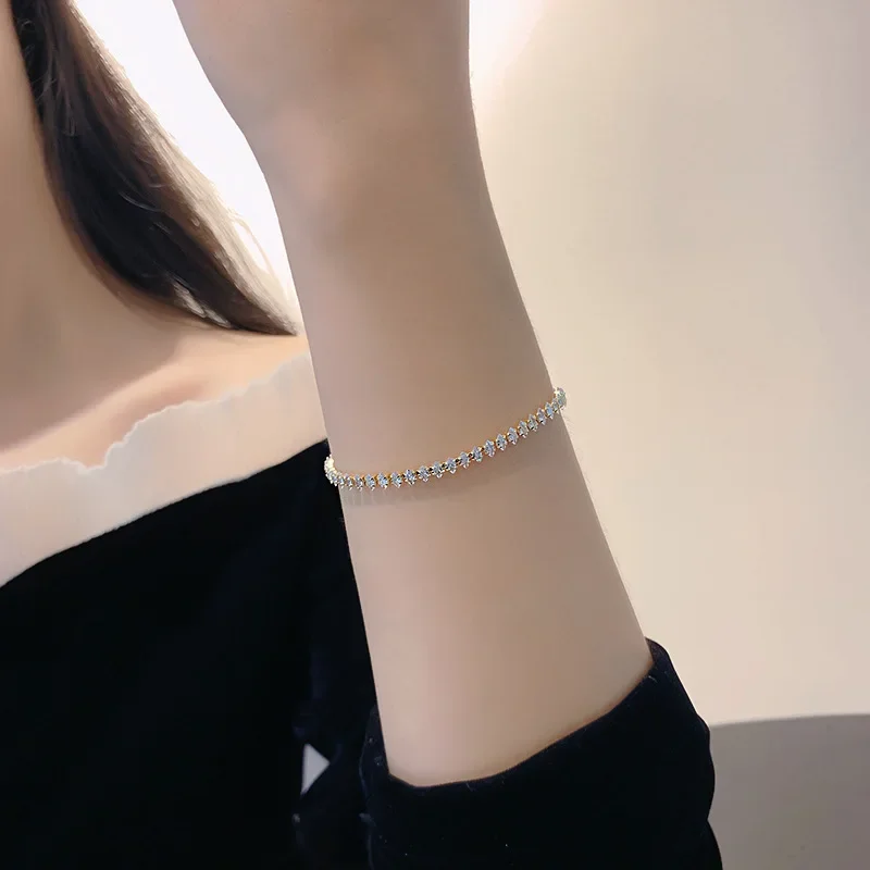 bracelets de luxe en cristal romain pour femmes, chaîne géométrique, tendance, gothique, strass complets, marquise, bijoux cadeau de mariage