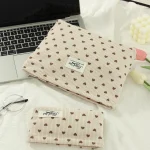 1 pièce/ensemble coeur beige, trousse de maquillage avec nœud, pochette à motif de cœur, trousse de maquillage multifonctionnelle à la mode, sac de rangement pour pinceaux de maquillage mignon