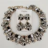 2025 nouveau indien ethnique cristal strass collier boucles d'oreilles femmes mariage mariée bijoux ensembles déclaration grand collier ras du cou