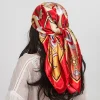 foulard carré en satin de soie pour femmes, châle de haute qualité, foulard à fleurs, bandeau pour dames, bandes de cheveux imprimées, enveloppes hijab, bandana