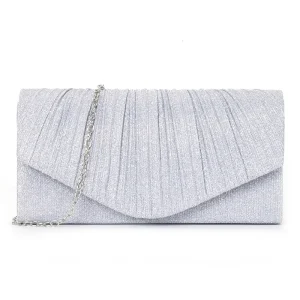 JOStrap-Sac à main d’embrayage de mariage pour femme, sac à bandoulière plissé, sac à main de fête initié, sac à bandoulière brillant, sac de soirée, rendez-vous, banquet