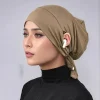 bonnet sous cou modal avec trou d'oreille hijab écharpe intérieure musulmane bandanas sous écharpe turban bonnets bonnet bandage tête enveloppement turbante mujer