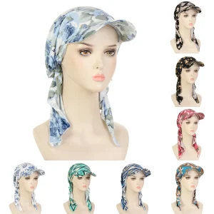 Nouvelle mode Hijab Turban casquettes nouveau printemps été imprimé fleuri Arc chapeau écharpe tout-Match enveloppe de cheveux transfrontalier cravate-teinture casquette