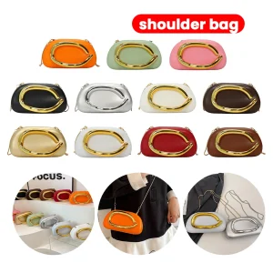 Pochette tendance en cuir PU pour femmes, avec chaîne, décoration en métal, sac de soirée, pochette à bandoulière pour dîner de soirée