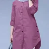 zanzea chemisier musulman abaya pour femme, chemise bouffante de vacances décontractée, manches longues, col rond, vêtements islamiques monochromes élégants en y, mode 2024